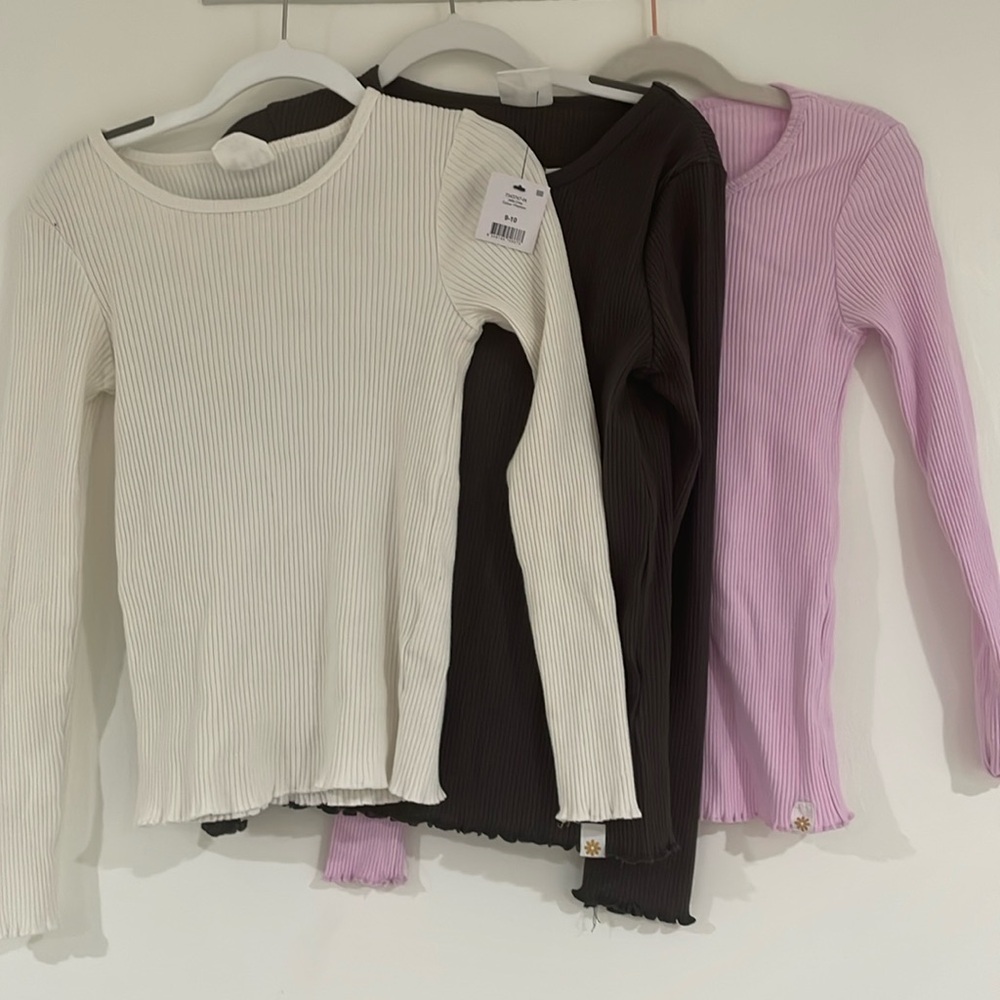3 long sleeve crew neck girls top